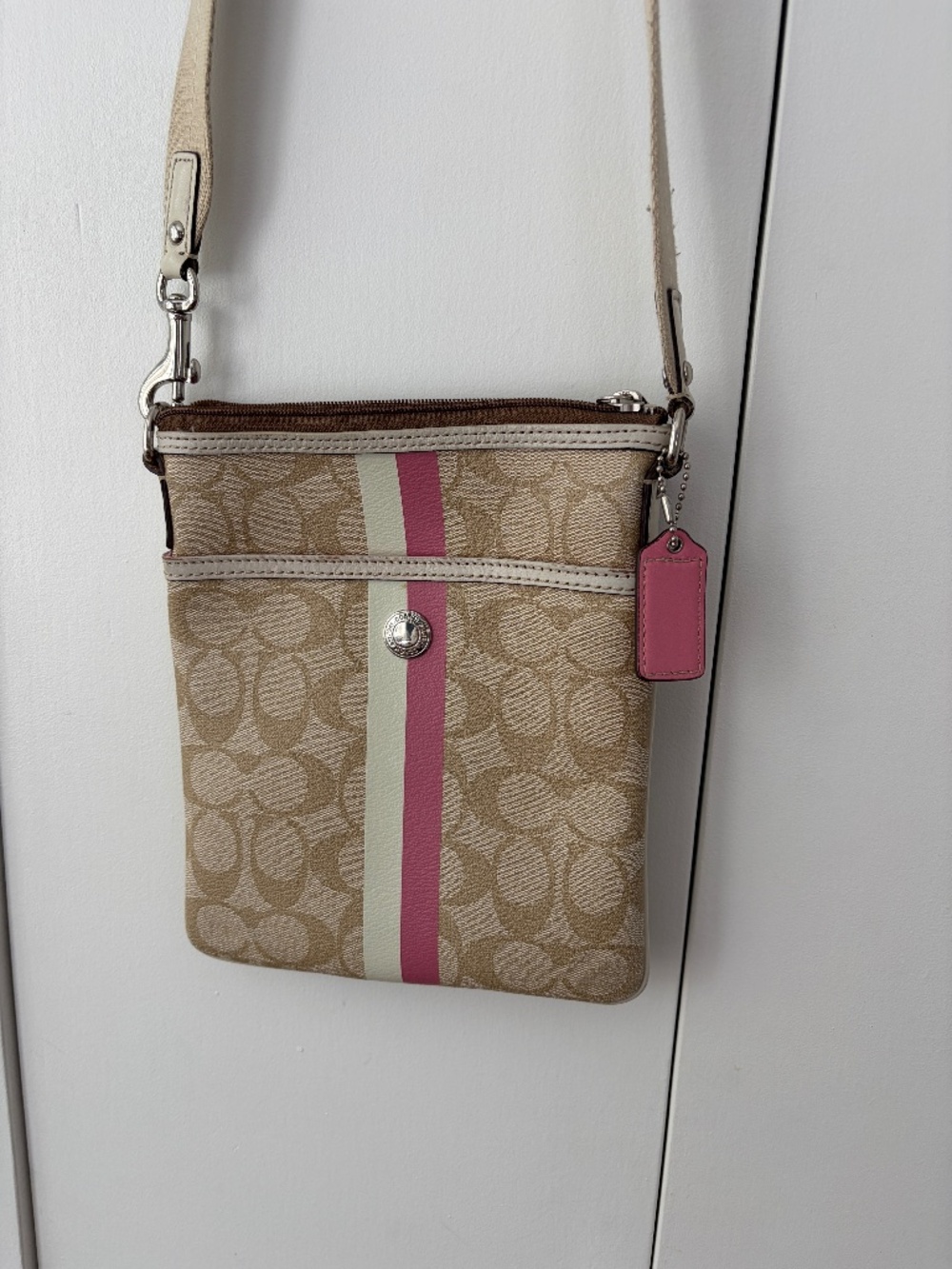 Coach beige crossbody purse